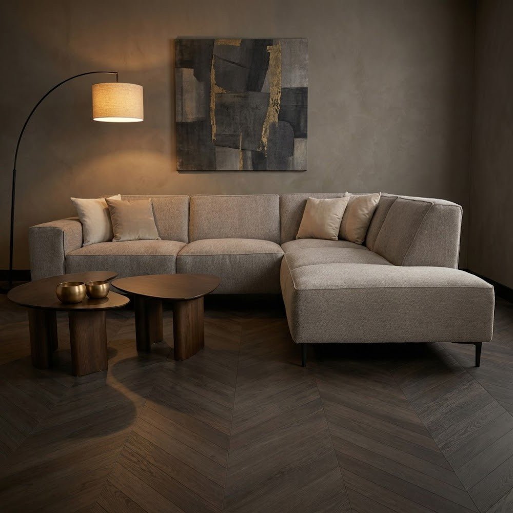 Ecksofa grau Chenille gemustert Ravi – rechts