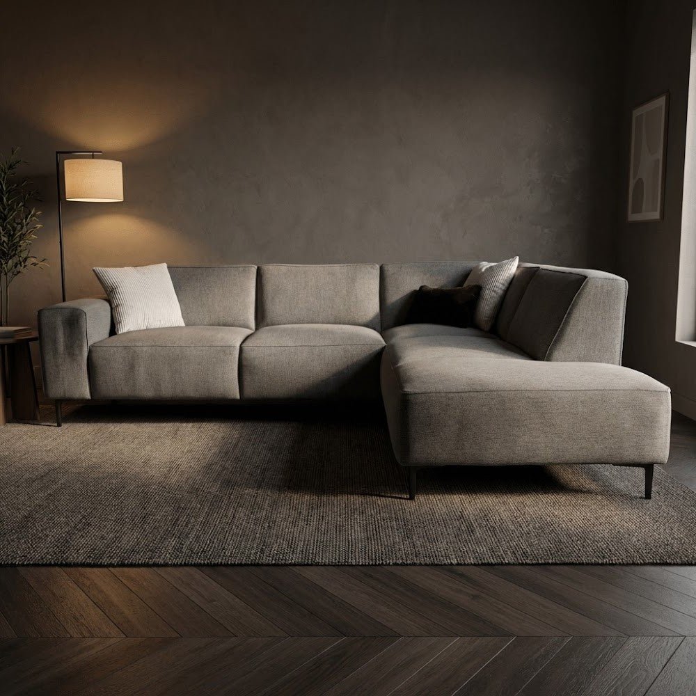 Ecksofa Taupefarbenes Chenille-meliertes Ravi – rechts