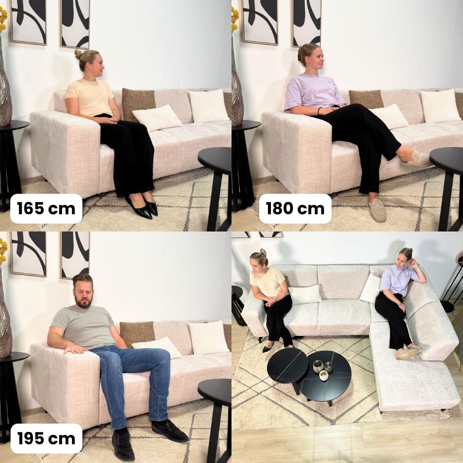 Ecksofa mit Chaiselongue aus beigem Chenille-Stoff Manon - rechts