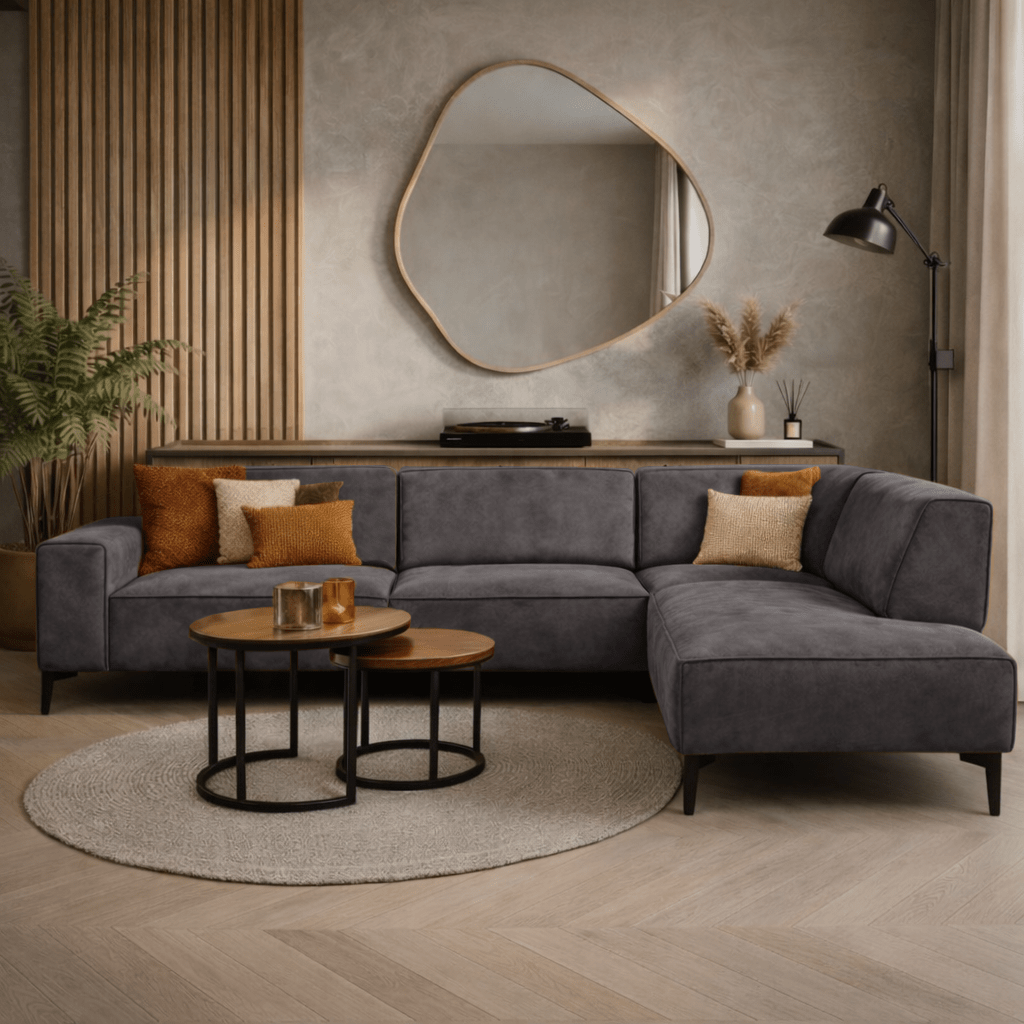 Industrielle Eckbank Anthrazit Eco-Leder Brisbane - rechts