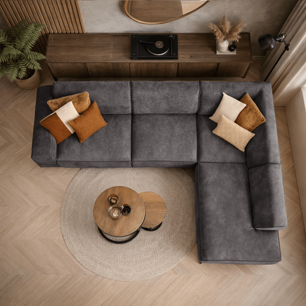 Industrielle Eckbank Anthrazit Eco-Leder Brisbane - rechts