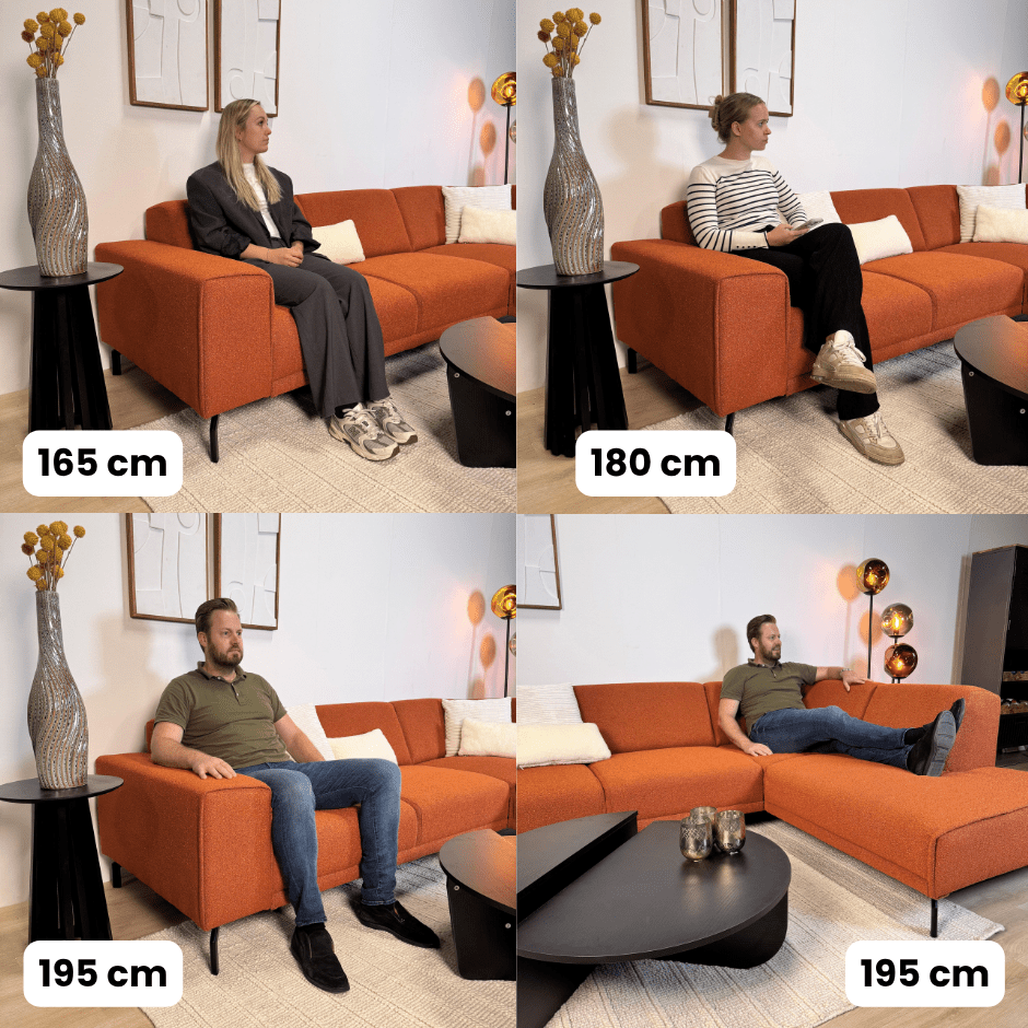 Ecksofa aus terrakotta Bouclé-Stoff Maël - links