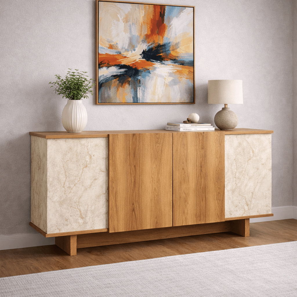 Modern Dressoir Travertin-Walnootlook Melamine Diana 180 cm