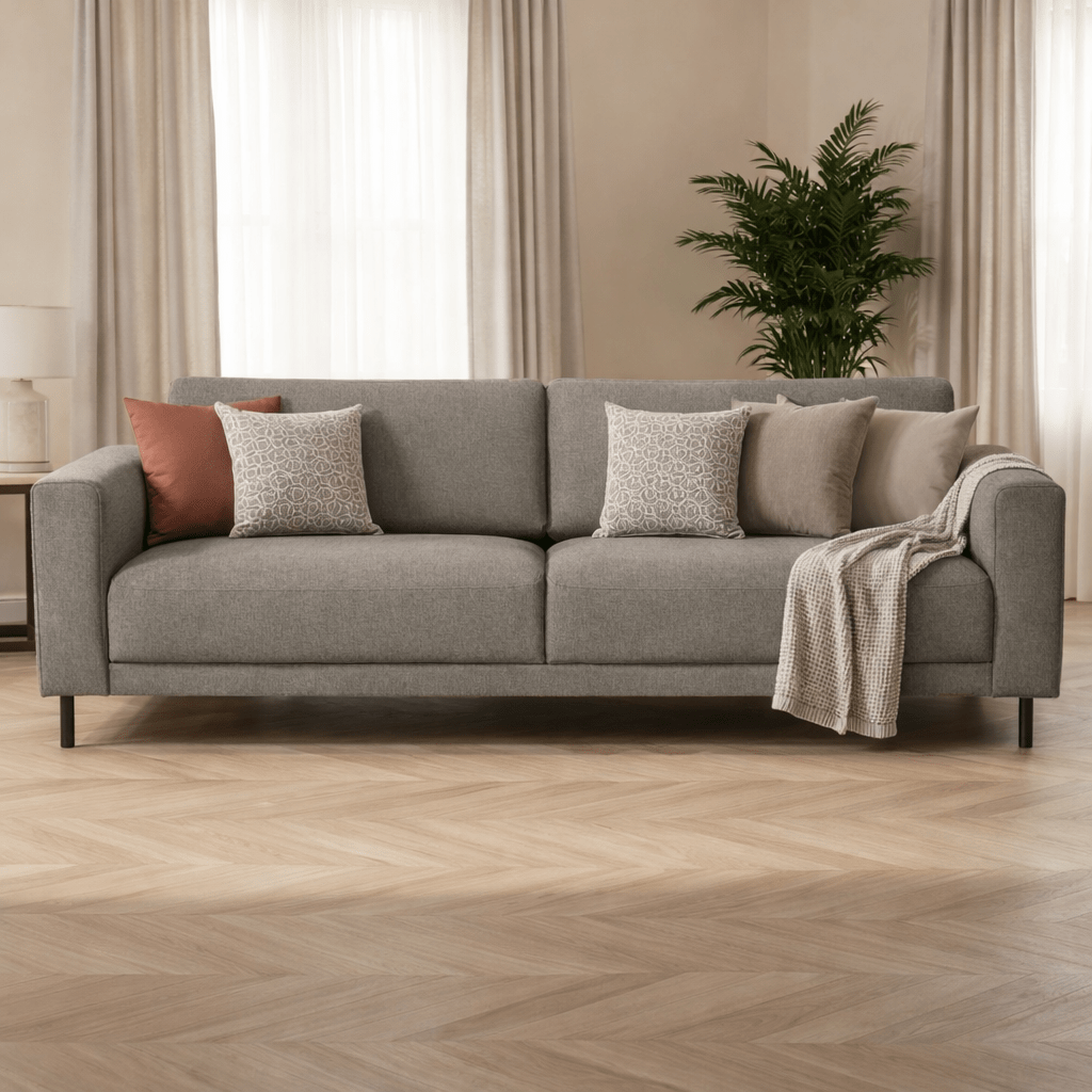 Modern 3-sitzer Sofa Taupefarbener Stoff Aniko 213x90x78 cm