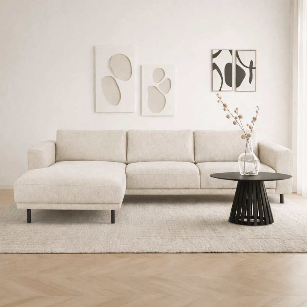 Modernes Ecksofa Links Beige Stoff Aniko mit Chaiselongue 238x142x78 cm