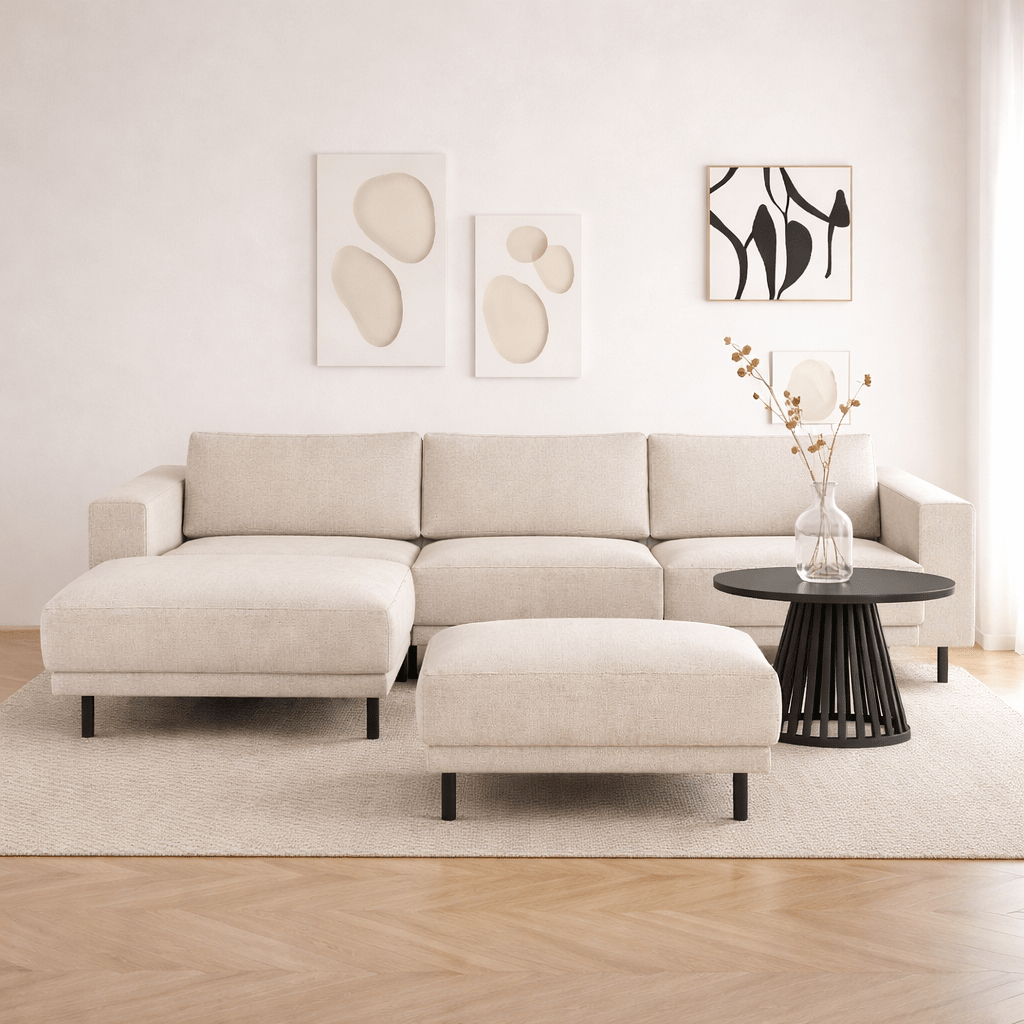 Banken - Hocker beige stof - 73 × 57 × 47 cm - Aniko - Dimehouse