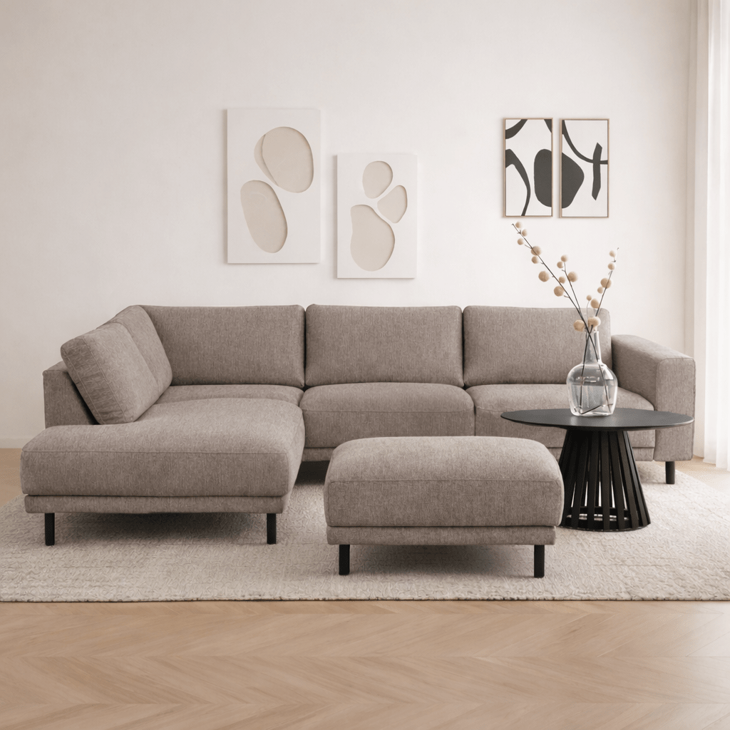 Banken - Hocker taupe stof - 73 × 57 × 47 cm - Aniko - Dimehouse