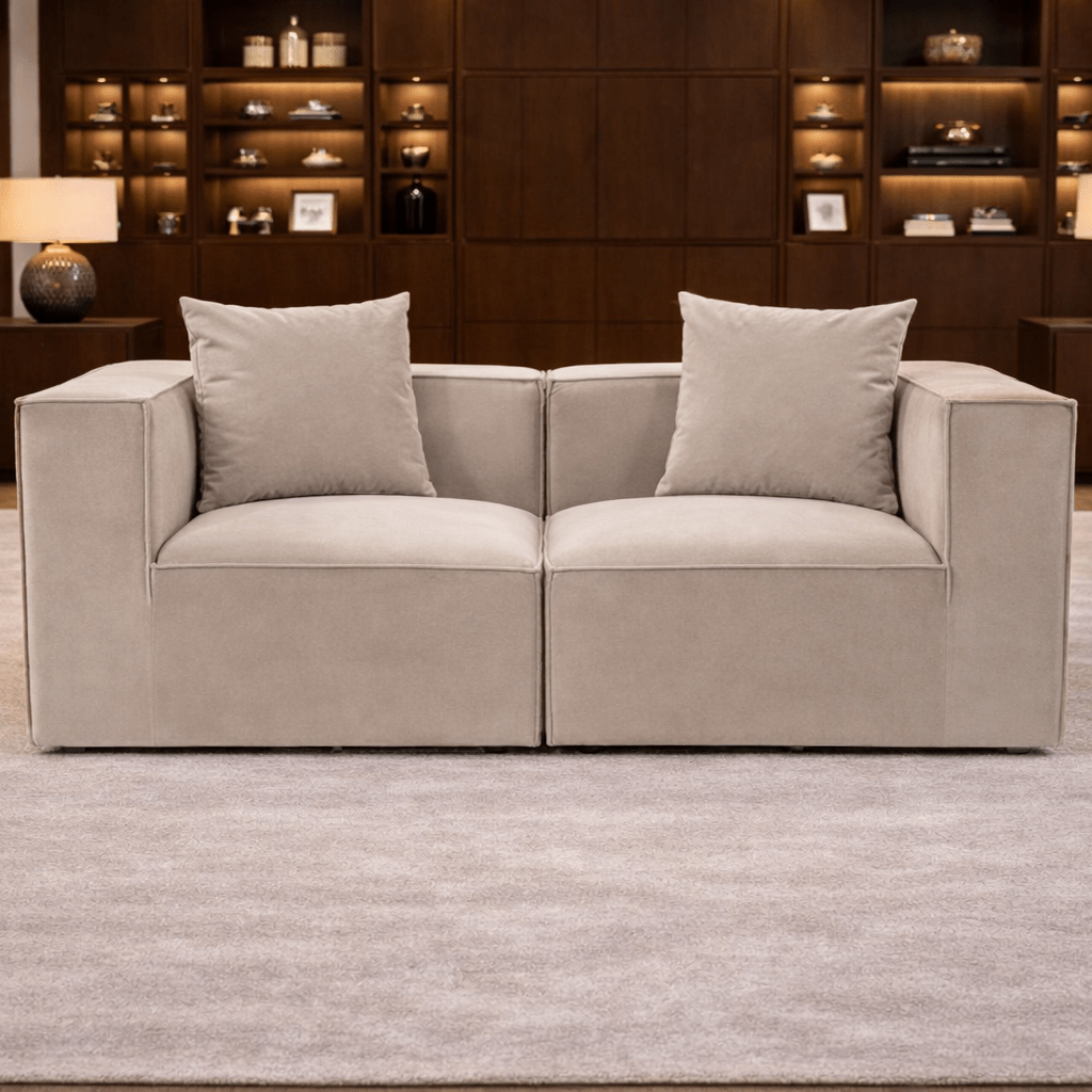 Banken - Modulaire XXL 2 - zits bank Sora 190 cm breed in Beige linnen - Dimehouse