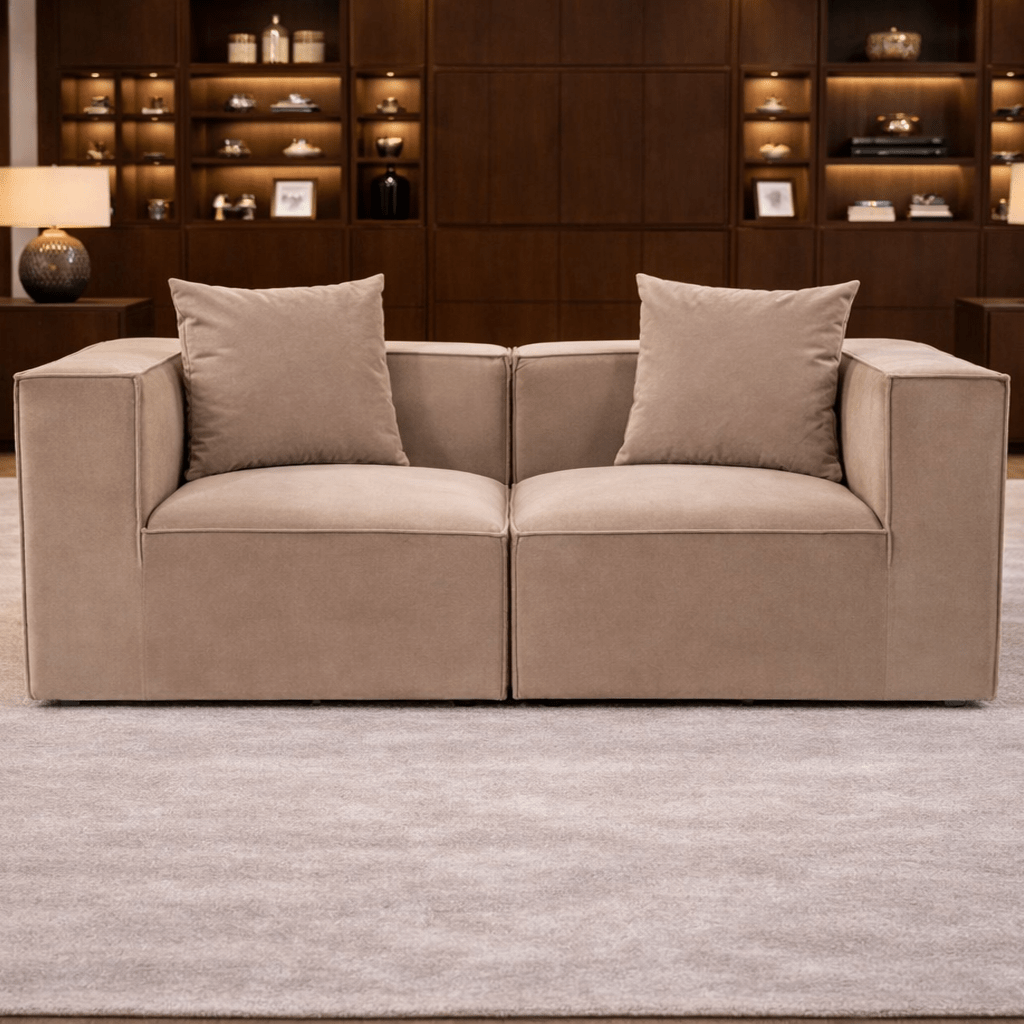 Banken - Modulaire XXL 2 - zits bank Sora 190 cm breed in Cappucino linnen - Dimehouse