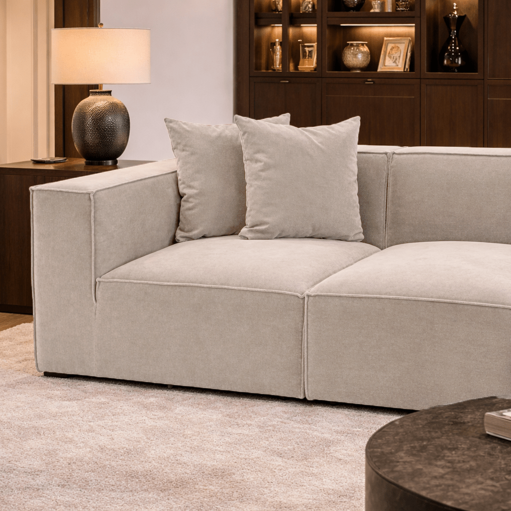 Modulares XXL-Ecksofa beige Leinen 430 cm breit Sora