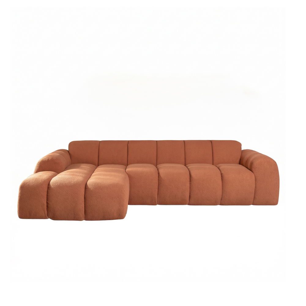 Ecksofa mit Lounge-Kupfer-Bouclé-Stoff – Streifen – links – Brix