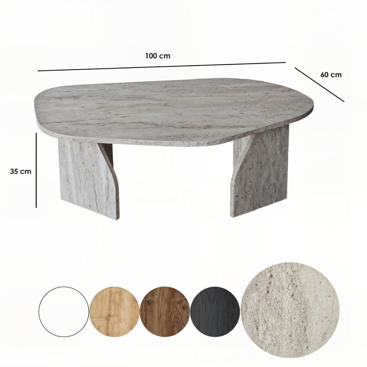 Organischer Couchtisch Walnuss Melamin Regal - 105x65 cm