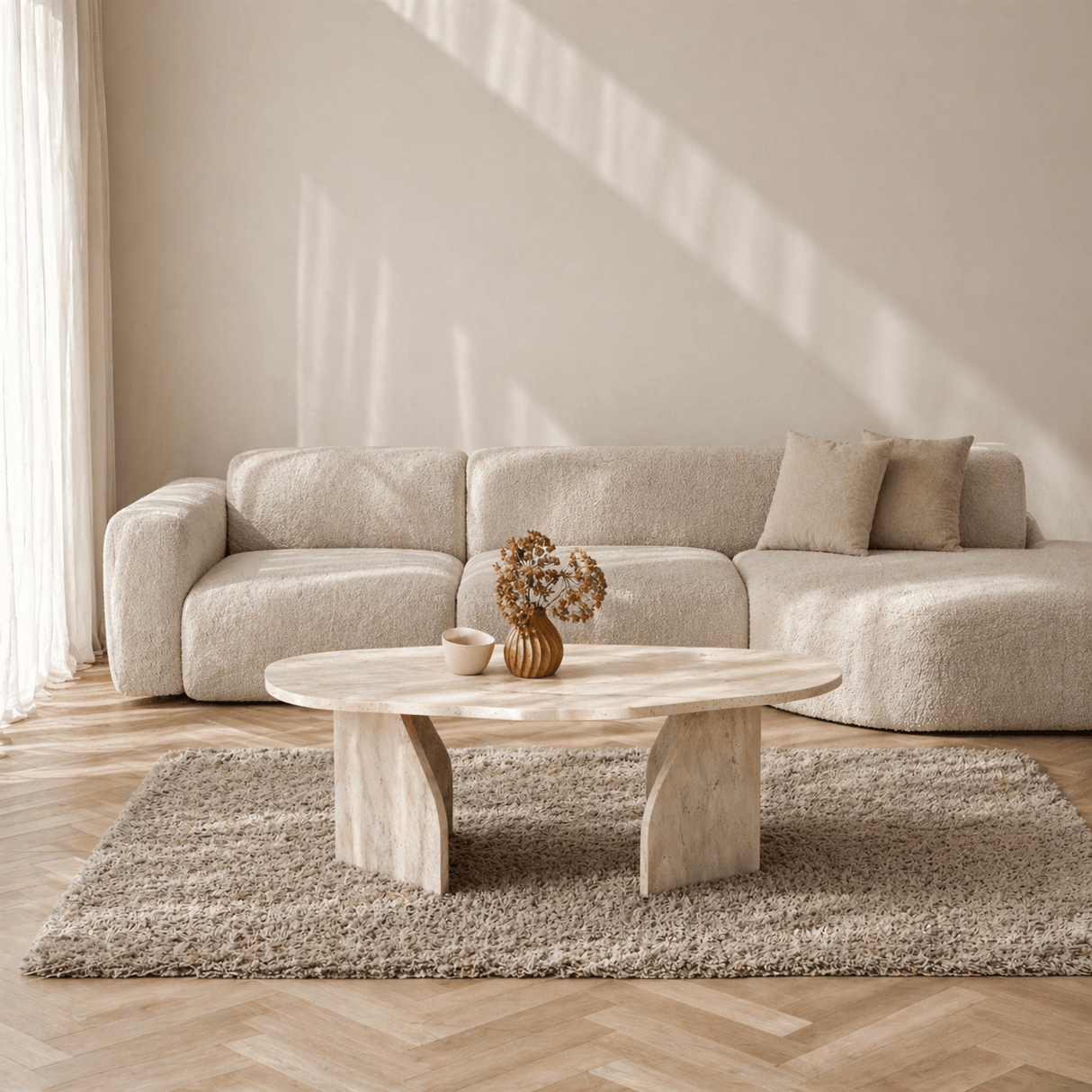 Organischer Couchtisch Walnuss Melamin Regal - 105x65 cm