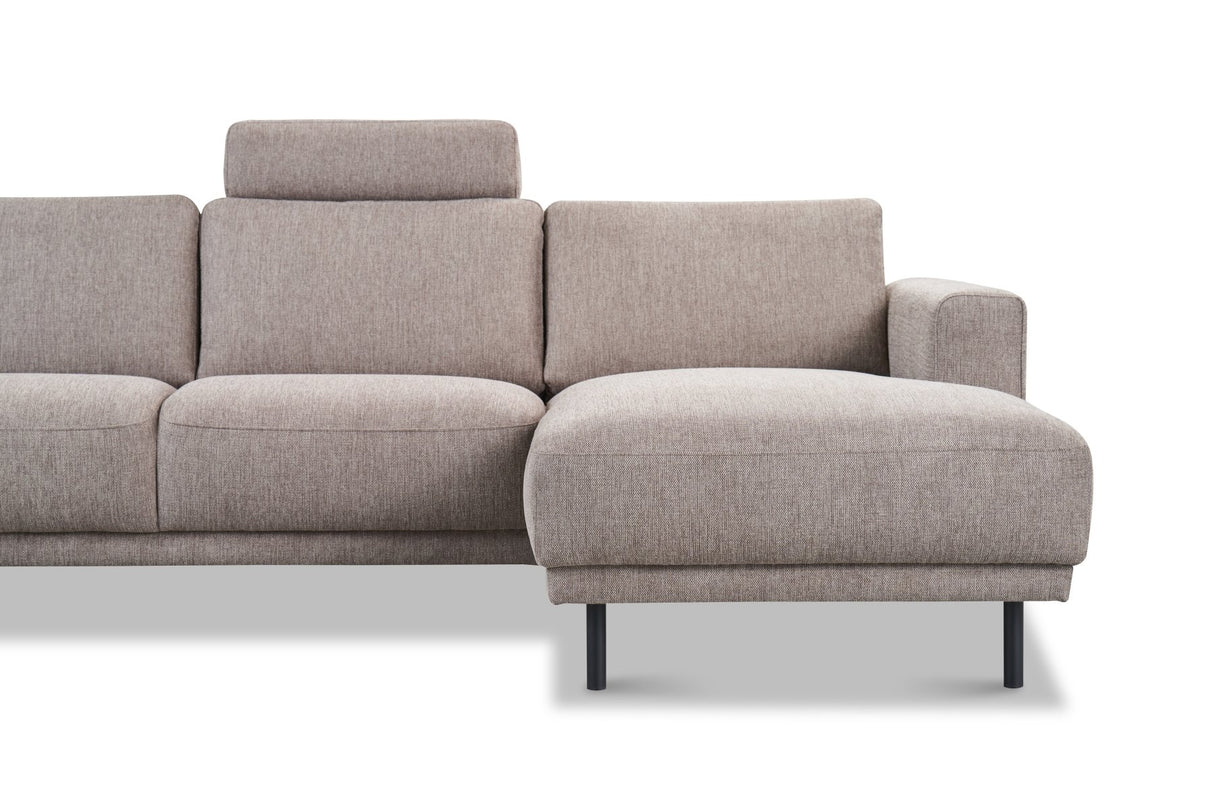 Modernes U-Sofa Ecksofa links, taupe Stoff Aniko, 310x197x78 cm