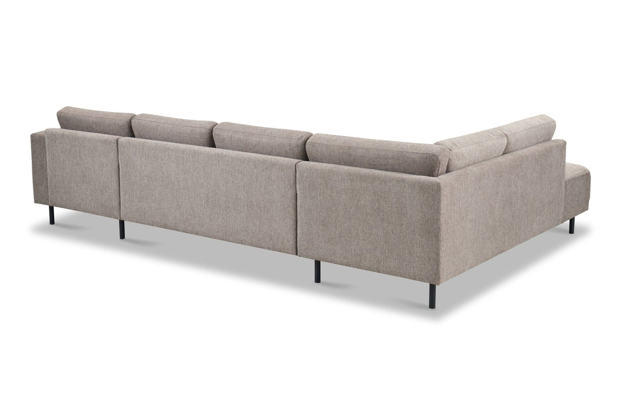 Modernes U-Sofa Ecksofa links, taupe Stoff Aniko, 310x197x78 cm