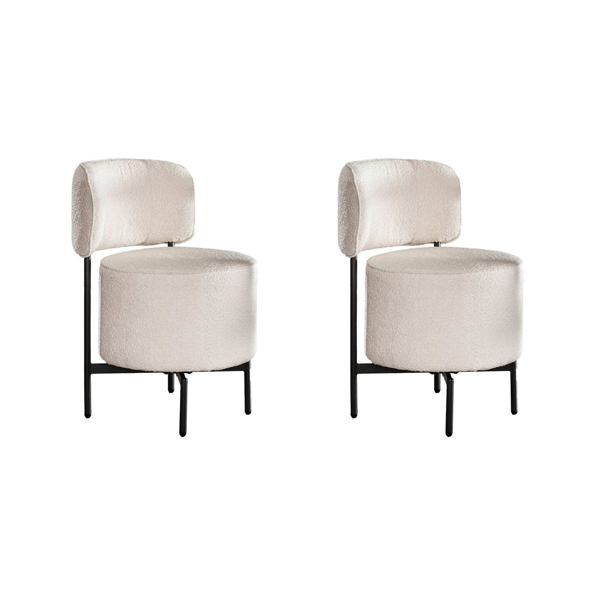 Set von 2 Esszimmerstühlen Dante Bouclé weiß drehbar