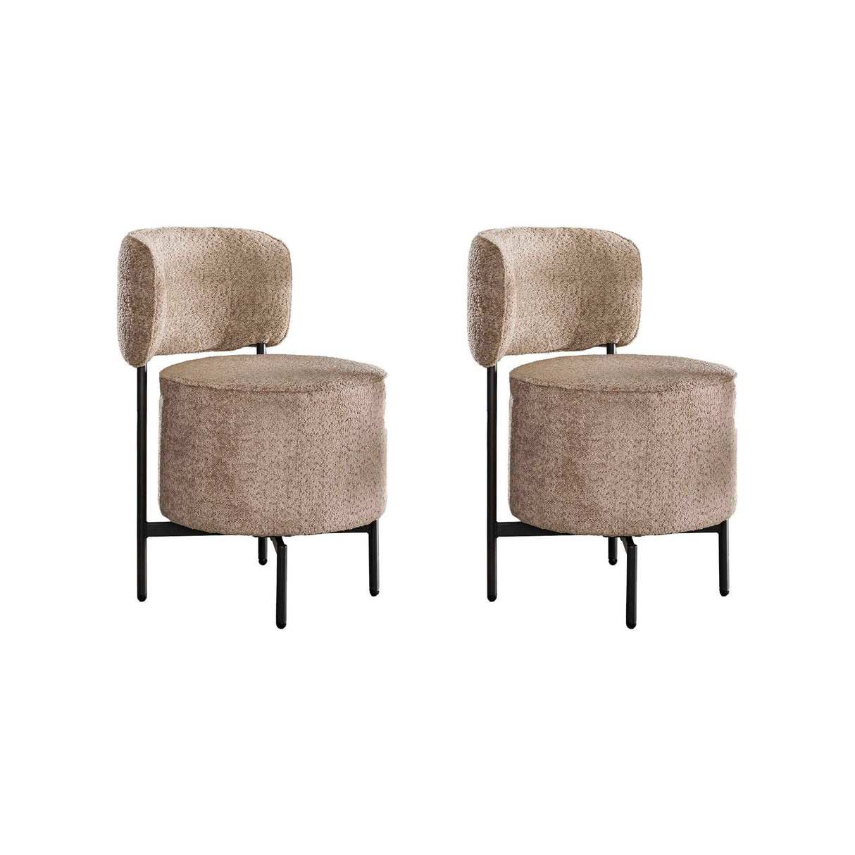 Set von 2 Esszimmerstühlen Dante Bouclé Sand drehbar