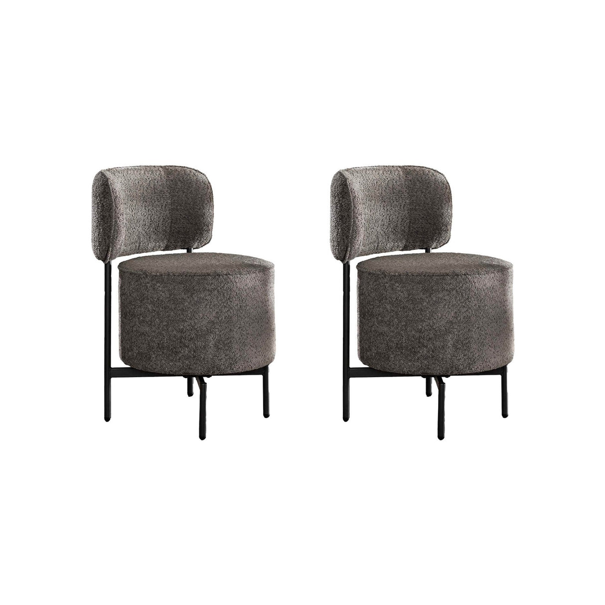 Set von 2 Esszimmerstühlen Dante Bouclé grau drehbar