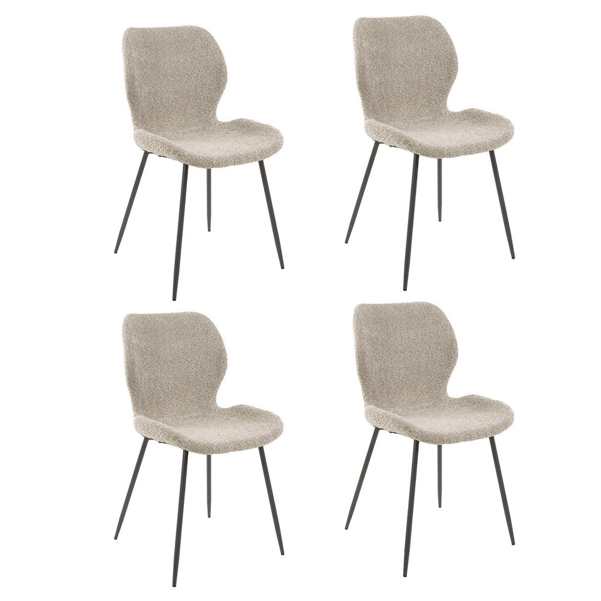 Set von 4 Esszimmerstühlen Argo Bouclé Sand
