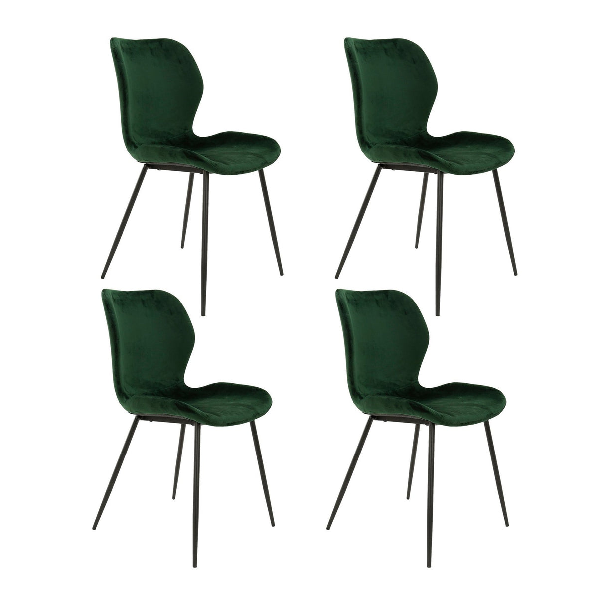 Set von 4 Esszimmerstühlen Argo Velours Grün