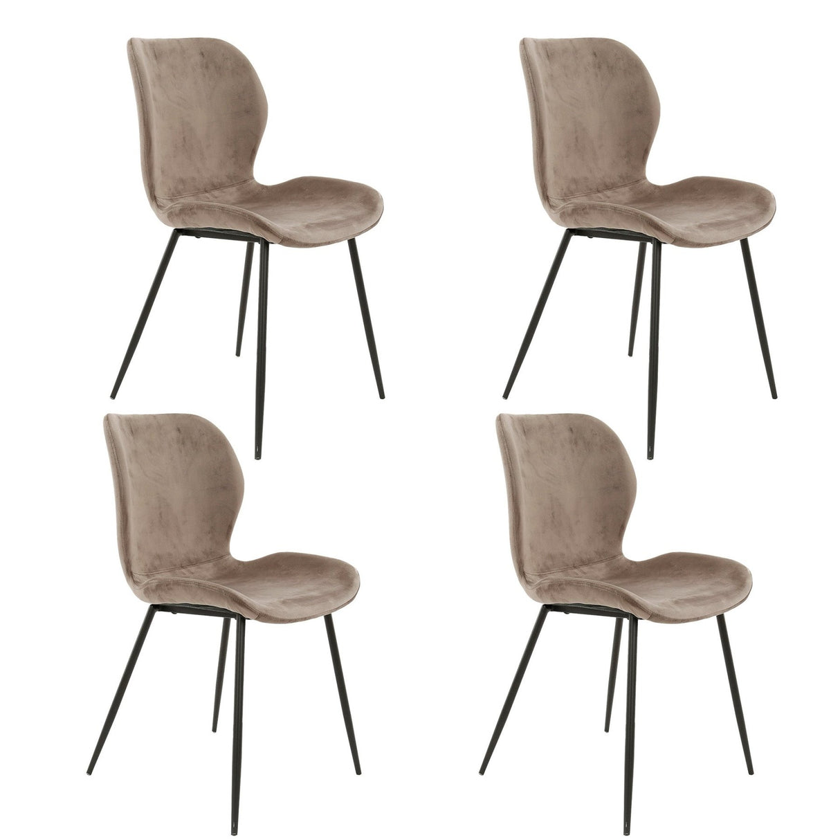 Set von 4 Esszimmerstühlen Argo Velours Champagner