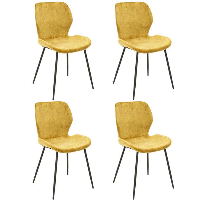 Set von 4 Esszimmerstühlen Argo Velours Gold