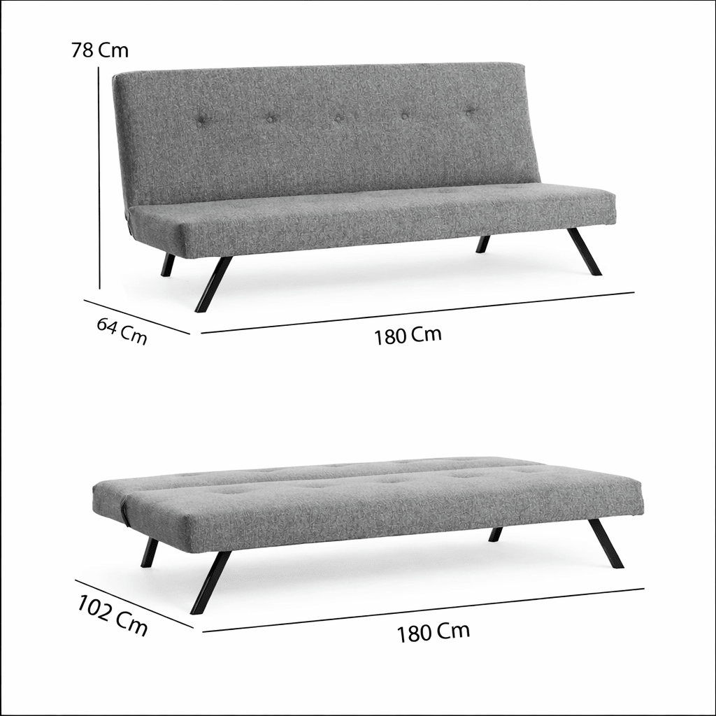 3-Sitzer Schlafsofa Zoly Grau Stoff - 180 cm - Ohne Armlehnen - Gepolstert