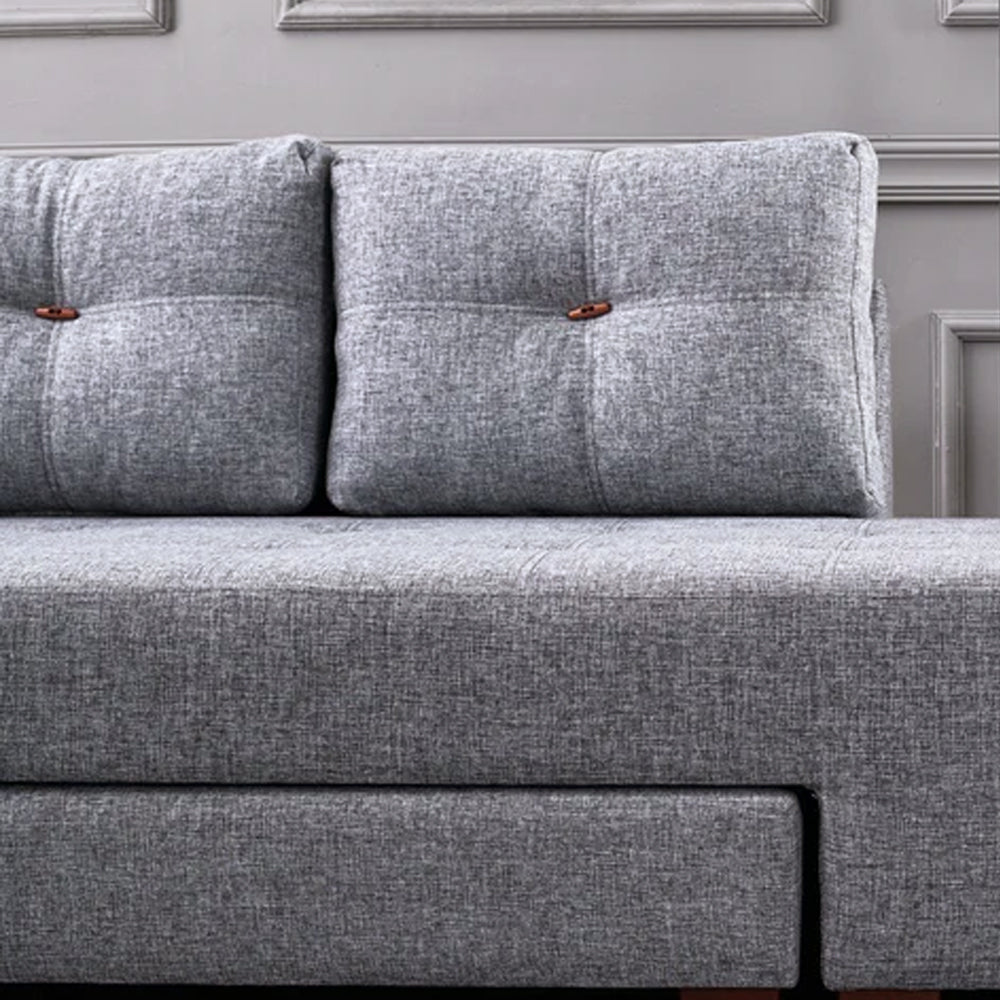 Banken - Slaapbank grijs stof - XL 280x206 cm - met wielen - Rechts - Manama - Dimehouse