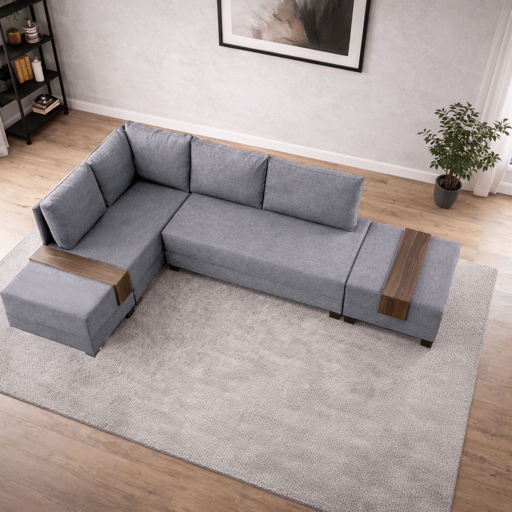Banken - Slaapbank grijs stof - XXL 280 x 210 - Links - Fly - Dimehouse