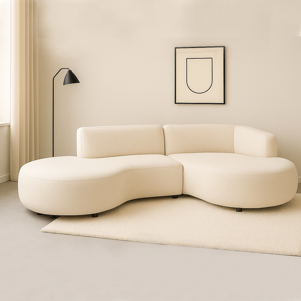Ecksofa vollständig organisch Creme Locken Sophie - rechts