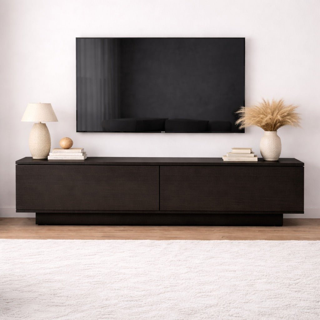 TV-Möbel Merida Schwarz Melamin 140x38,2x35,5 cm