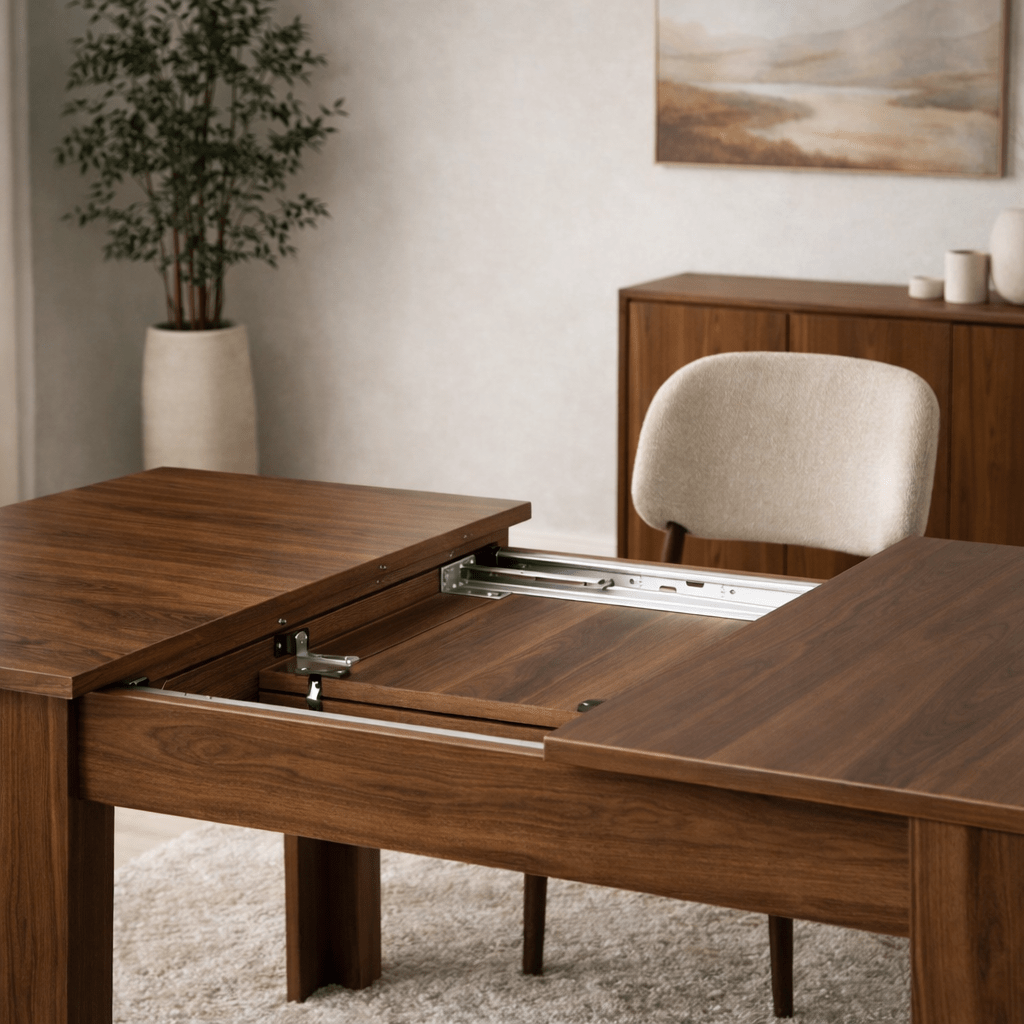 Ausziehbarer Esstisch Walnuss Melamin – Japandi – 130 – 170 cm – Otis