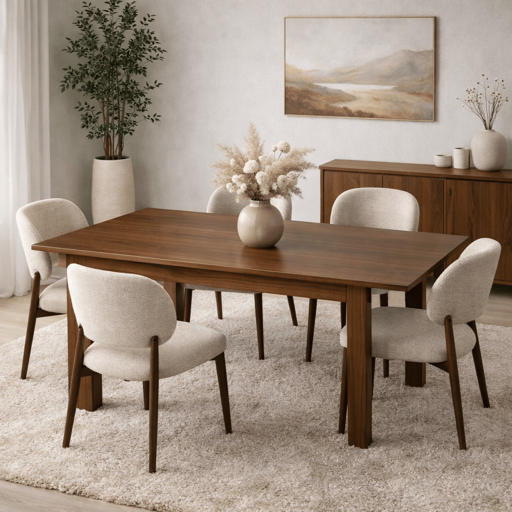 Ausziehbarer Esstisch Walnuss Melamin – Japandi – 130 – 170 cm – Otis