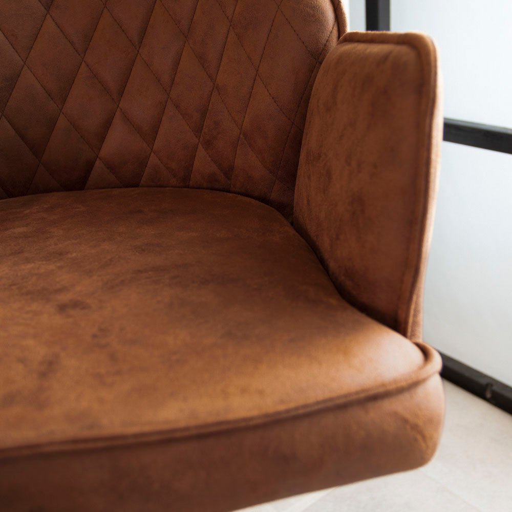 Drehbarer Barhocker Cognac Mikrofaserstoff Novan - Verstellbar - Mit Armlehnen