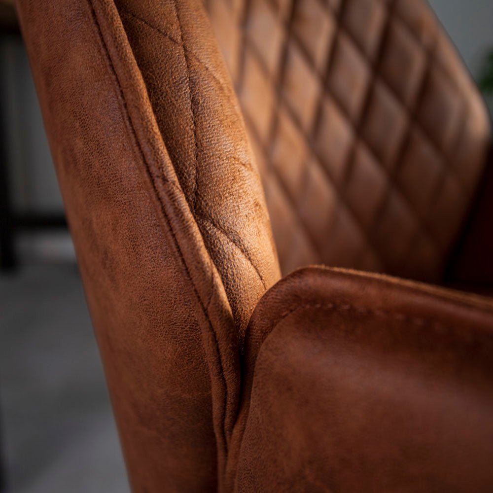 Drehbarer Barhocker Cognac Mikrofaserstoff Novan - Verstellbar - Mit Armlehnen