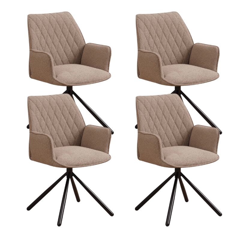 Set von 4 drehbaren Esszimmerstühlen Novan Taupe Bouclé – 180° drehbar