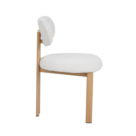 Japandi Esszimmerstuhl Miyo Bouclé Elfenbein - Eichenlook Rahmen