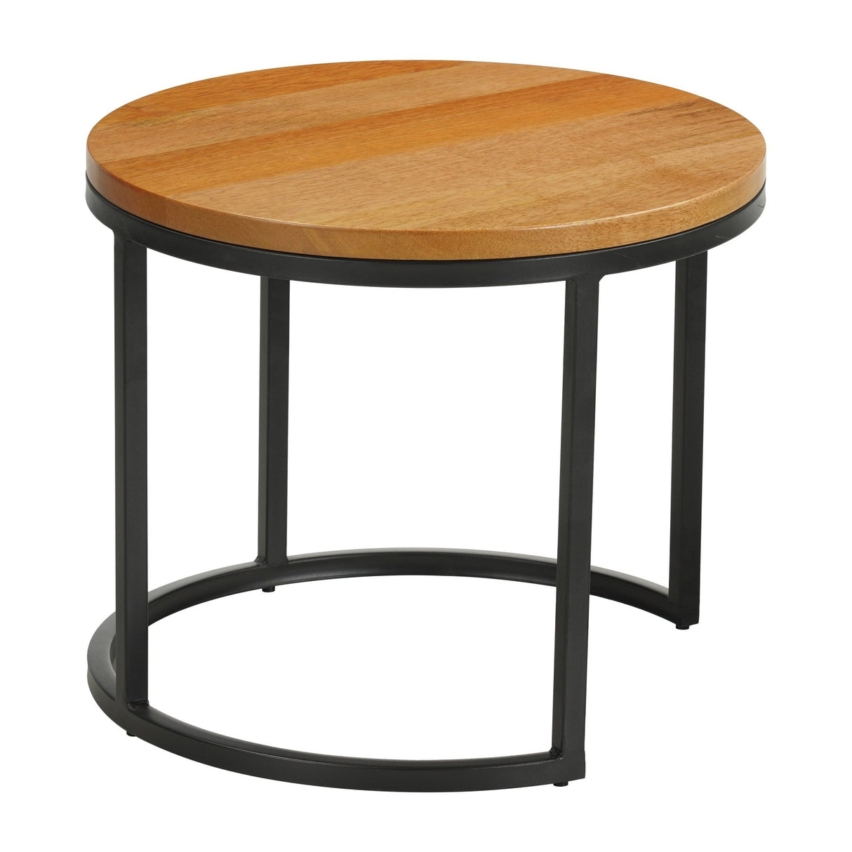 Couchtische-Set aus 2 runden Couchtischen natur Mangoholz - industriell - Rosy-Dimehouse