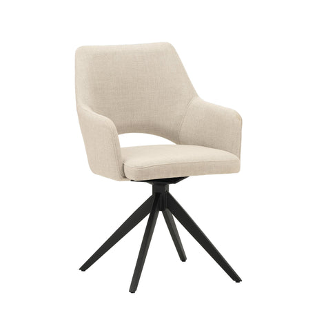 Moderne drehbare Esszimmerstuhl Beige Stoff Sid - Mit Armlehnen