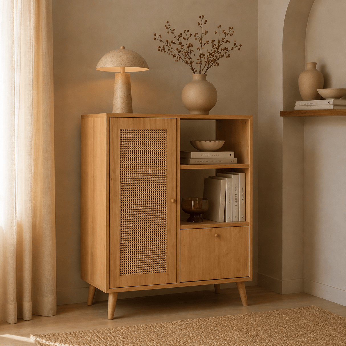 Wandschrank Hazeran Multi Oak Buchenholz 40x110x cm
