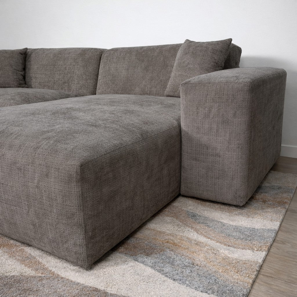 Banken - Hoekbank taupe chenille Wayne 264 cm - hoek links en rechts monteerbaar - Dimehouse