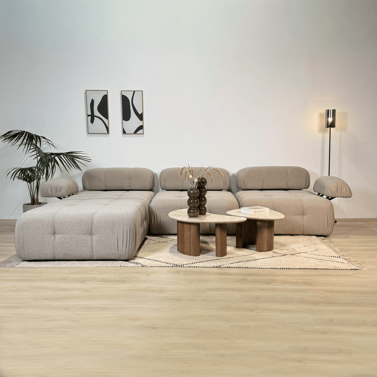 Modulare Bank 3sitzer mit Hocker Doeblo Beige