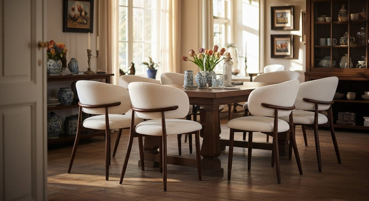 Japandi Esstuhly Yuka Sand - Walnussoptik Rahmen