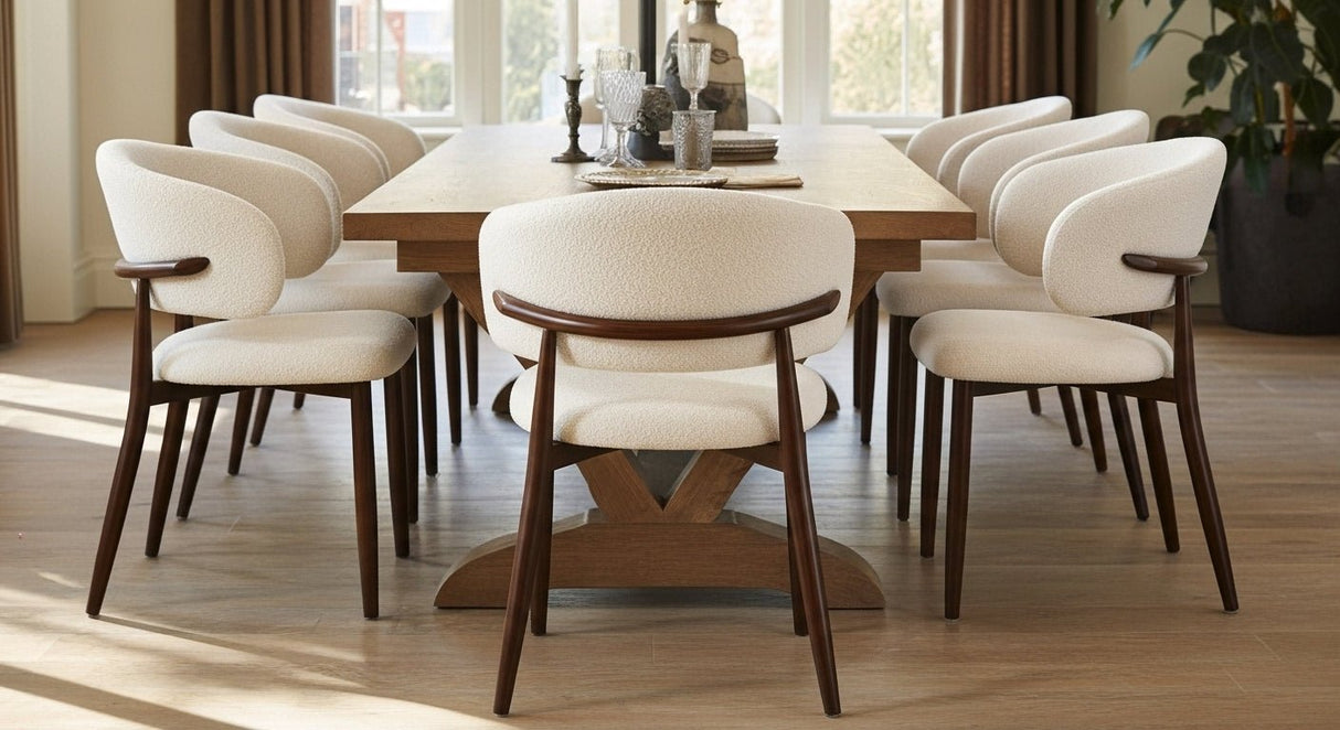 Japandi Esstuhl Yuka Beige - Walnussoptik Rahmen