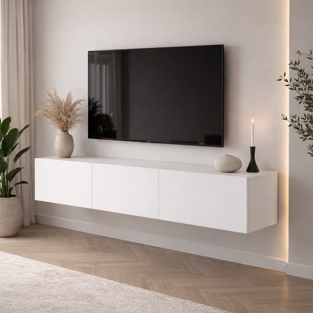 Zwevend TV Meubel Wit Melamine - 150x30 cm - West
