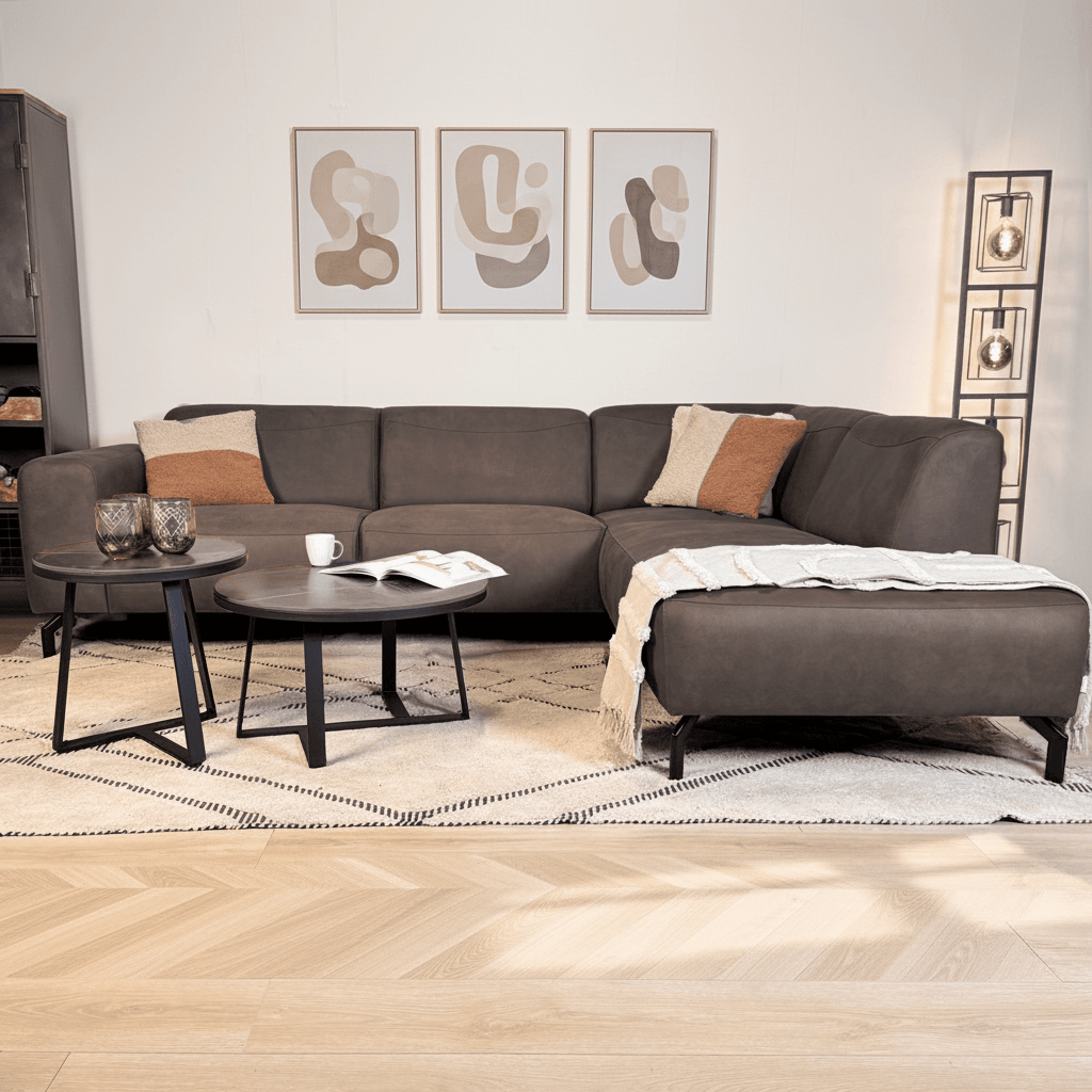 Ecksofa anthrazit robust Eco-Leder Barin - rechts
