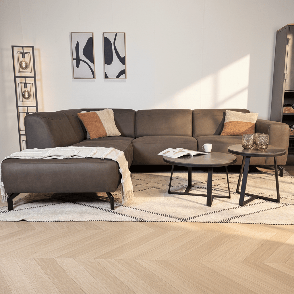 Ecksofa anthrazit robust eco-leder Barin - links