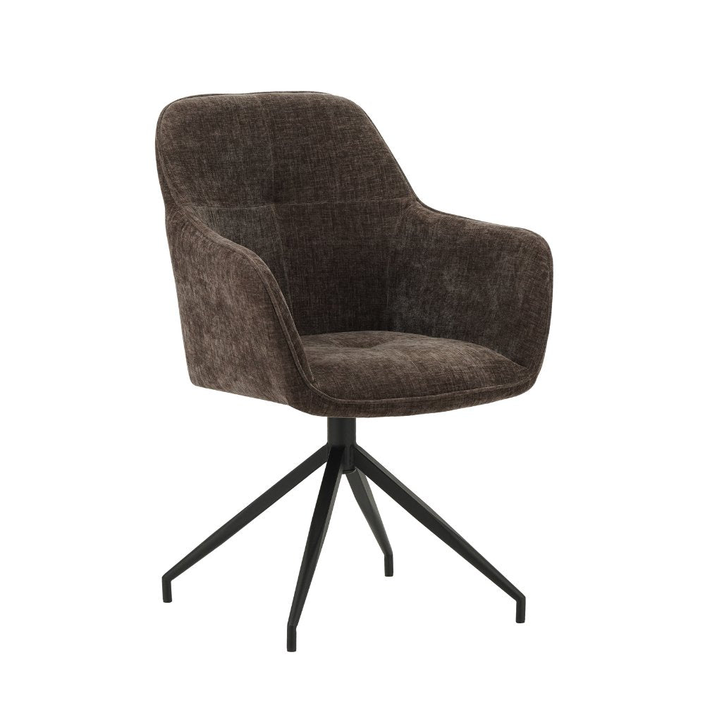 Esszimmerstuhl Camiel Dimehouse Braun LxBxH 62x61x54 Stoff Weißes Foto diagonale Vorderansicht