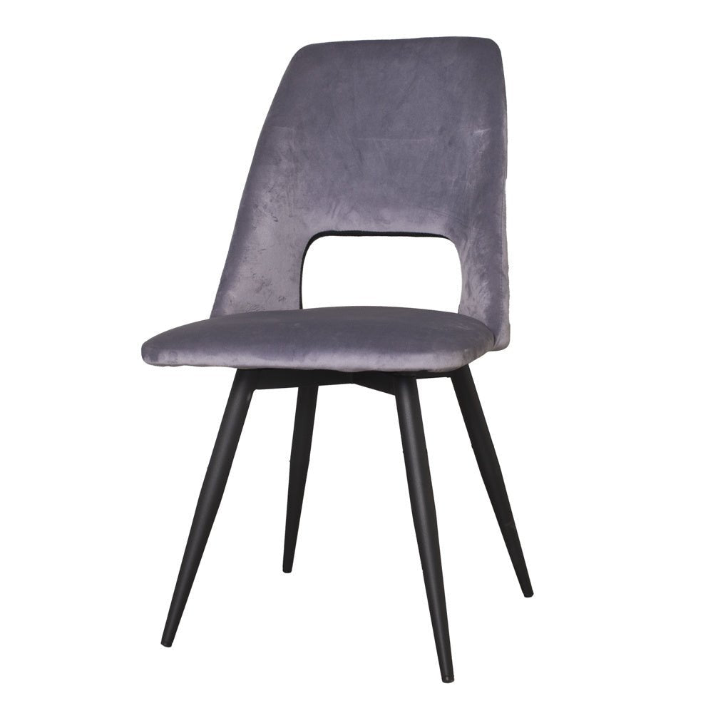 Esszimmerstuhl Mila Dimehouse Grau LxBxH 66x57x49 Stoff Weißes Foto, diagonale Vorderansicht