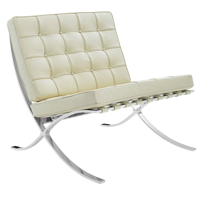 Sessel-Expo Dimehouse Creme LxBxH 80x78x78 Rindsleder Weißes Foto diagonale Vorderansicht